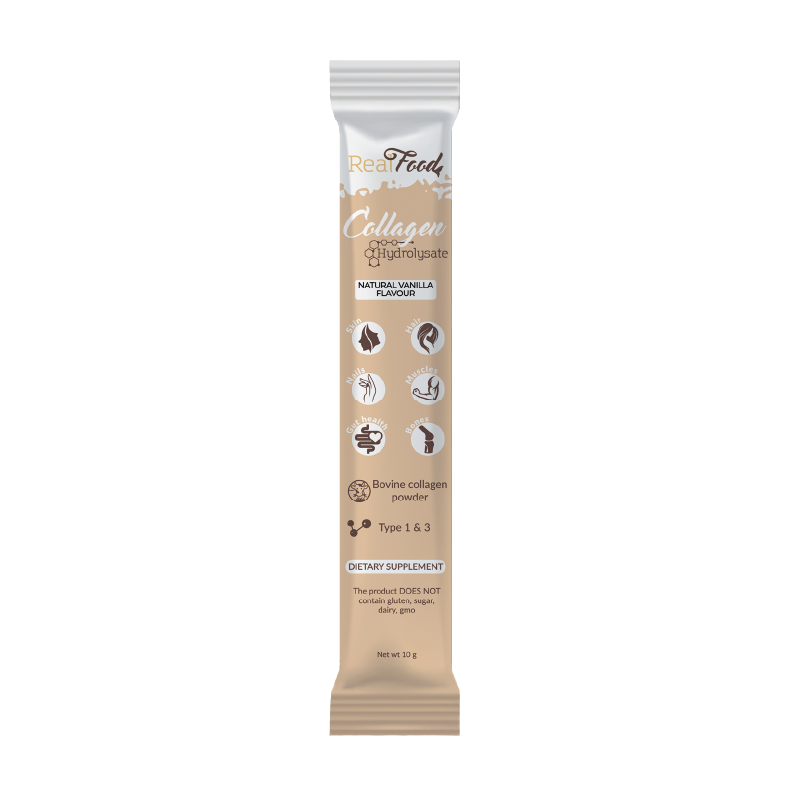 Colagen hidrolizat RealFood Vanilie – stick individual, fără îndulcitori