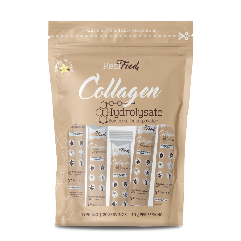 Colagen hidrolizat RealFood Vanilie – 20 stick-uri, fără îndulcitori