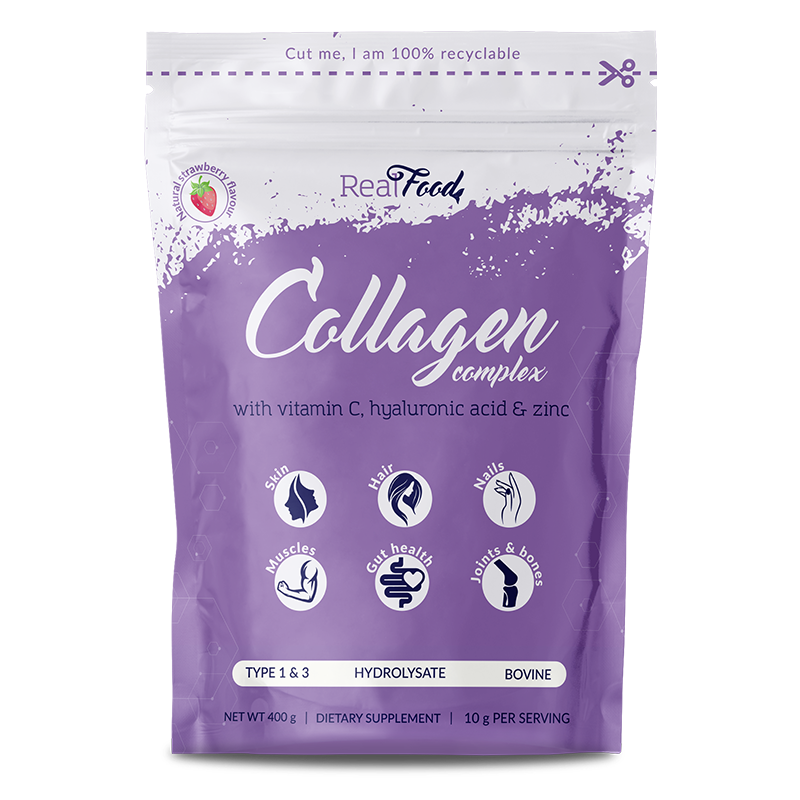 RealFood Collagen Complex cu Vitamina C, Acid Hialuronic și Zinc