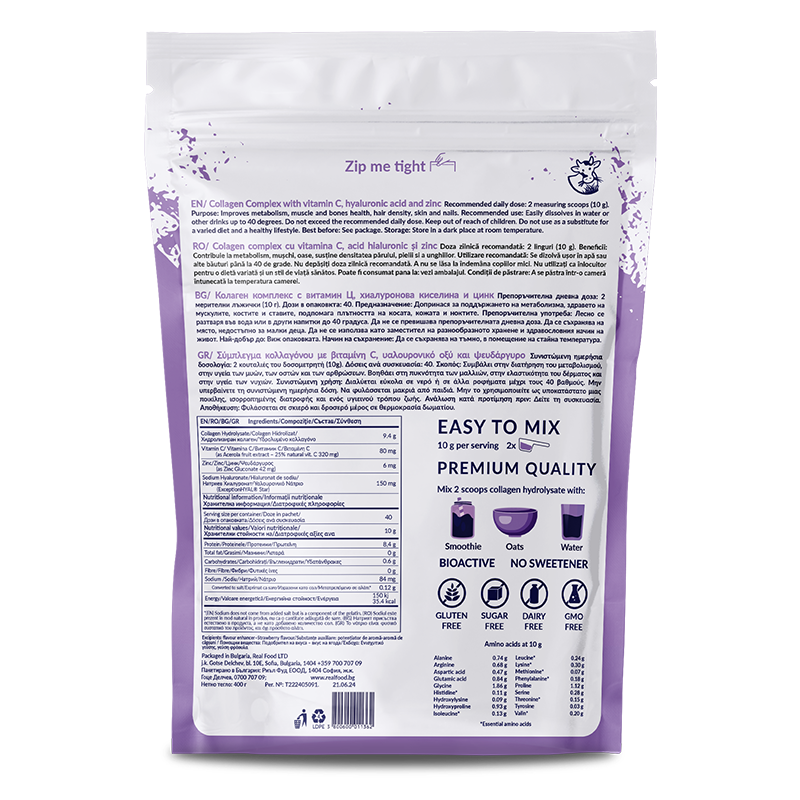 RealFood Collagen Complex cu Vitamina C, Acid Hialuronic și Zinc